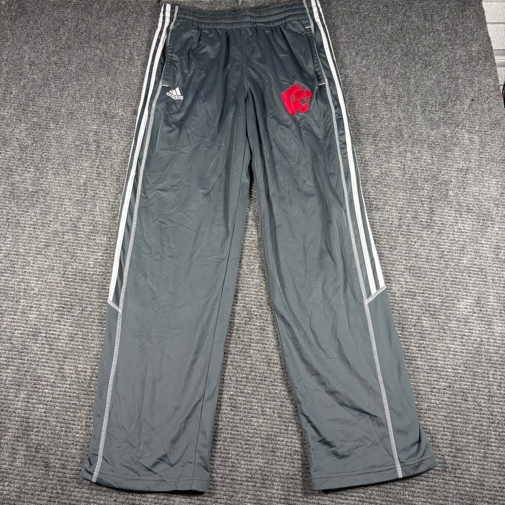Adidas Track Pants Mens M Gray Excellent Soccer Patch 3-Stripe Straight Leg